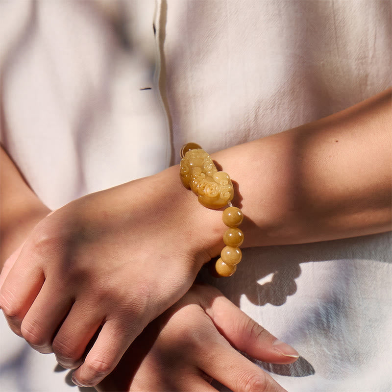 FuAttract Prosperity Flow - Golden Silk Jade Pixiu Bracelet - image 11