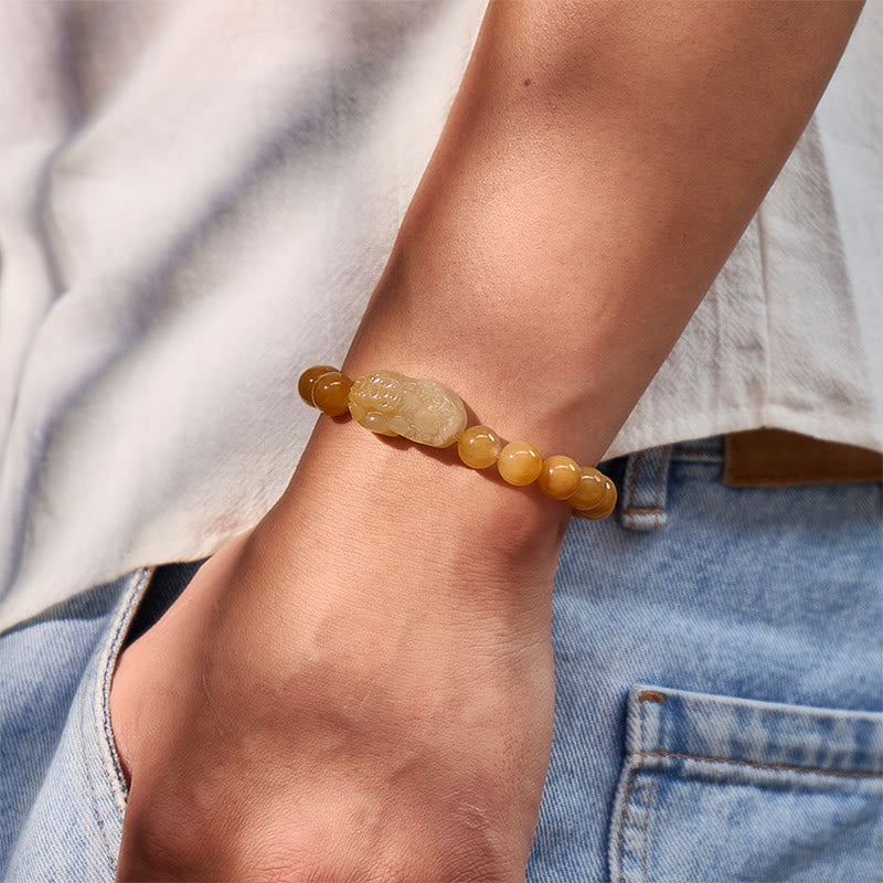 FuAttract Prosperity Flow - Golden Silk Jade Pixiu Bracelet - image 5