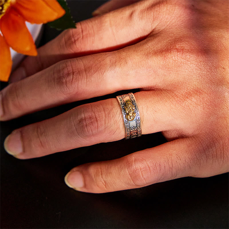 FuAttract Celestial Fortune - Adjustable Silver Pixiu Ring with Sacred Om Mani Mantra - image 8