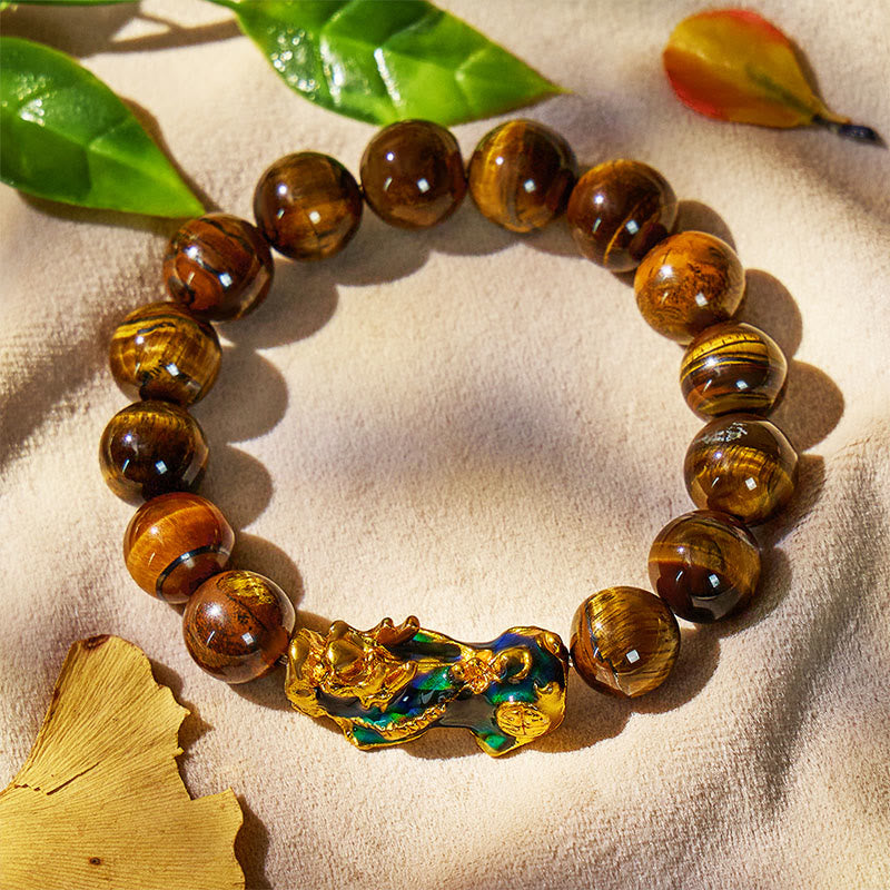 FuAttract Fortune Defender- Handcrafted Tiger's Eye Bracelet with Thermo-Active Pixiu - image 1
