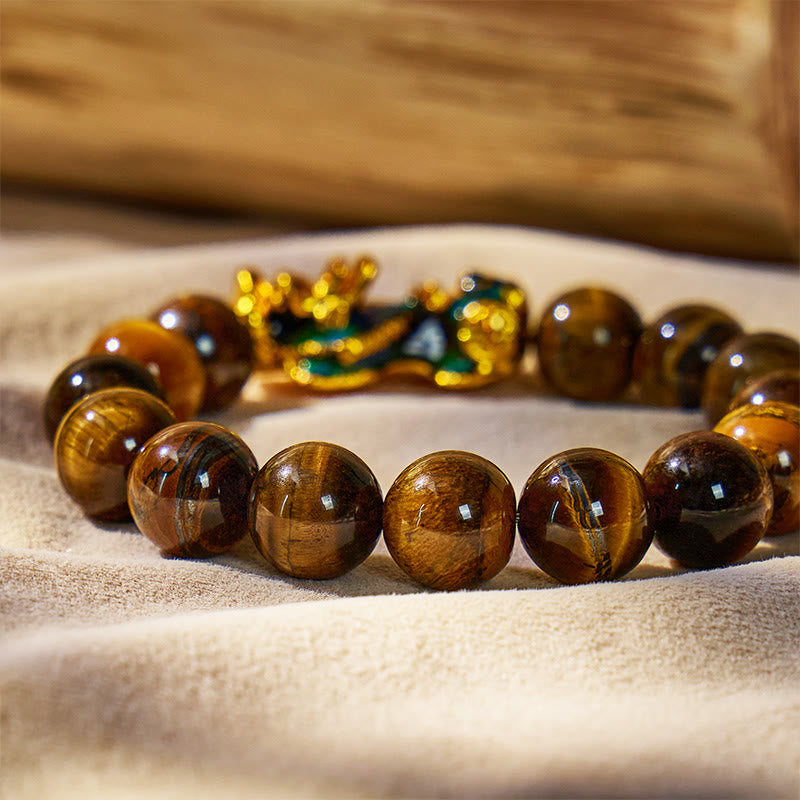 FuAttract Fortune Defender- Handcrafted Tiger's Eye Bracelet with Thermo-Active Pixiu - image 4