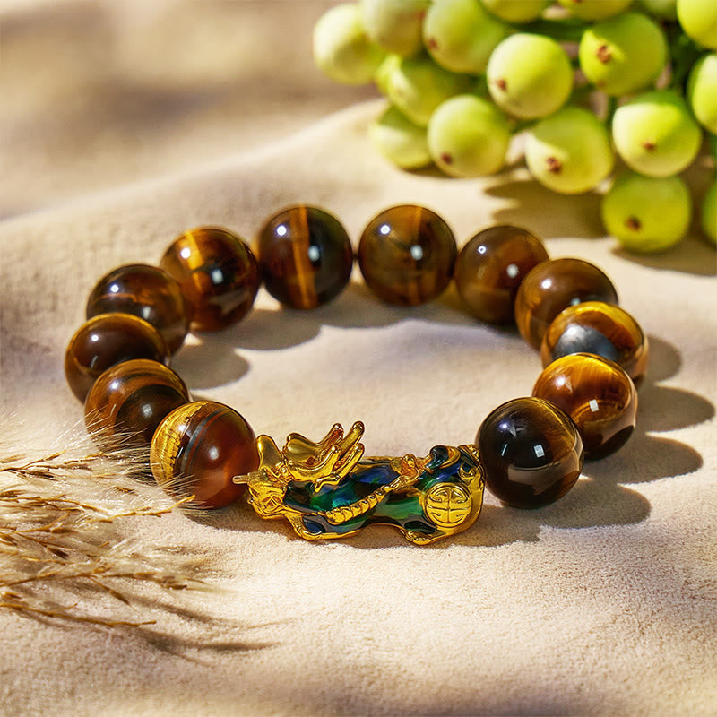 FuAttract Fortune Defender- Handcrafted Tiger's Eye Bracelet with Thermo-Active Pixiu - 14mm - image 10
