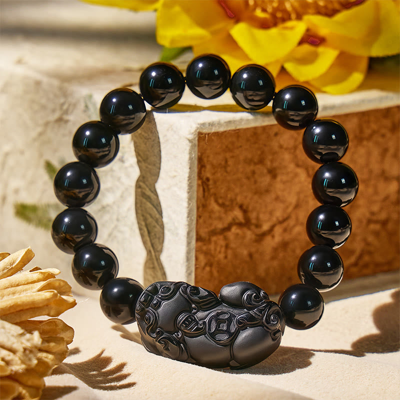FuAttract Aegis of Shadows - Premium Black Obsidian Pixiu Protection Bracelet - image 2