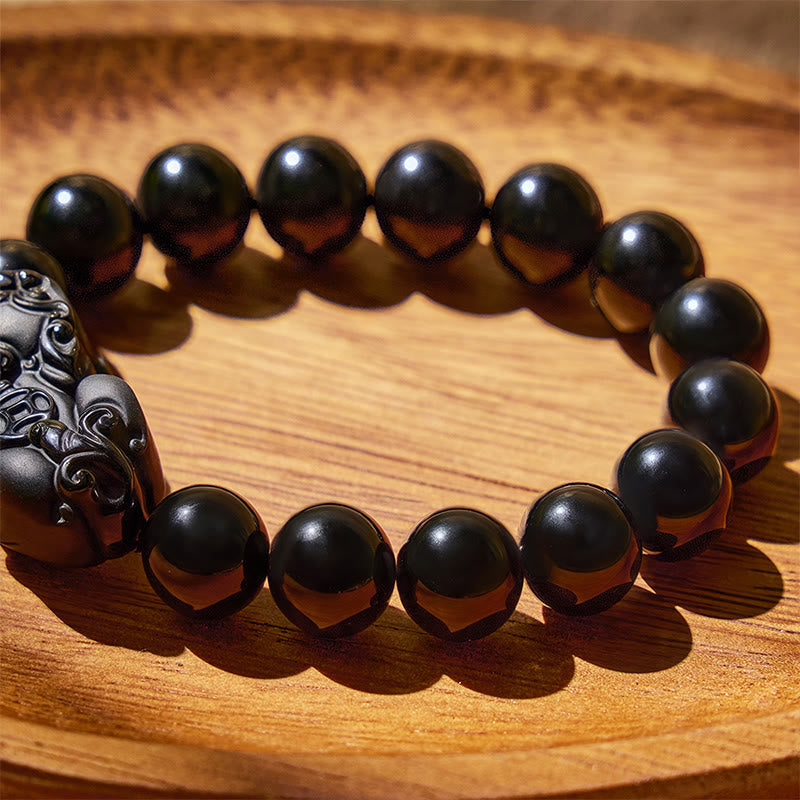 FuAttract Aegis of Shadows - Premium Black Obsidian Pixiu Protection Bracelet - image 4