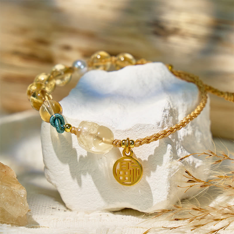 FuAttract Everyday Blessing- Citrine Pixiu Beaded Bracelet with Fu Charm - image 2