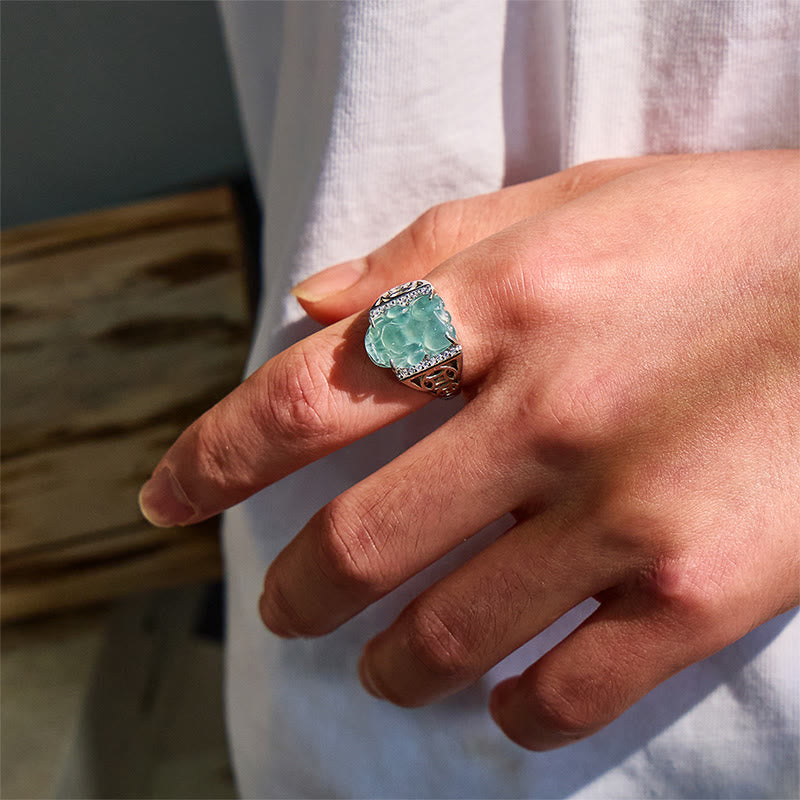 FuAttract Eternal Guardian -  Ice Jade Pixiu Adjustable Sterling Silver Ring - image 11