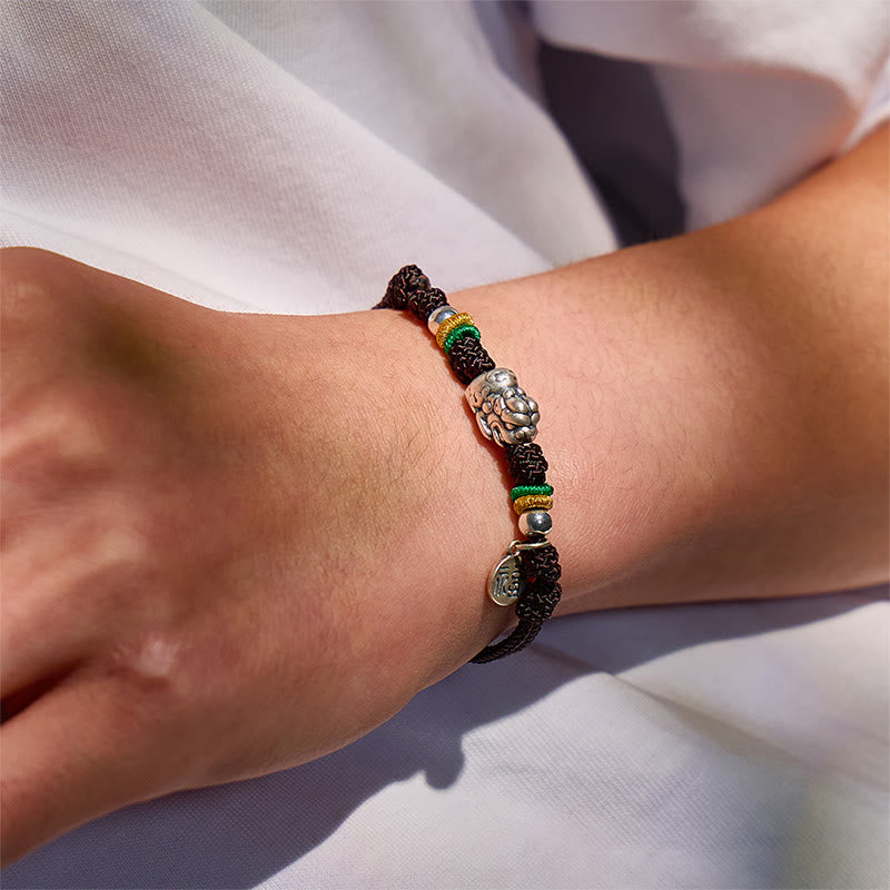 FuAttract Prosperity Braid - Hand-Knotted Fu Charm Silver Pixiu String Bracelet - image 15