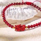 FuAttract Wealth Weaver - Natural Garnet Cinnabar Pixiu Hand-Knotted Bracelet - image 3