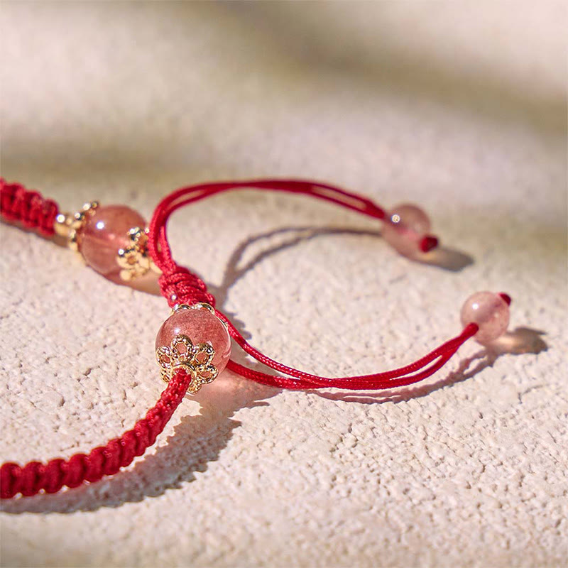 FuAttract Radiant Berry - Natural Strawberry Quartz Pixiu Red String Bracelet - image 3