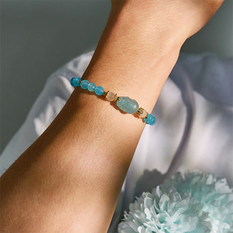 FuAttract Abundance & Healing Crystal Bracelet – Aquamarine, Strawberry Quartz & Pixiu - image 13