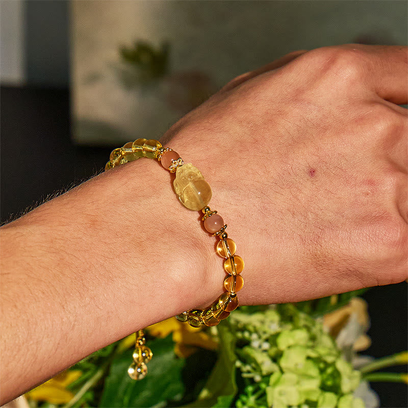 FuAttract Abundance & Healing Crystal Bracelet – Aquamarine, Strawberry Quartz & Pixiu - image 3