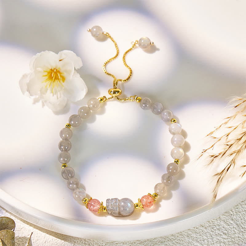 FuAttract Abundance & Healing Crystal Bracelet – Aquamarine, Strawberry Quartz & Pixiu - image 27