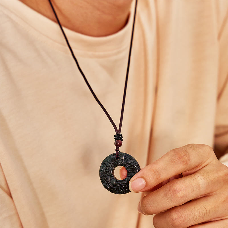 FuAttract Healing Harvest - Natural Serpentine Pixiu Peace Buckle Protection Necklace Pendant - image 6