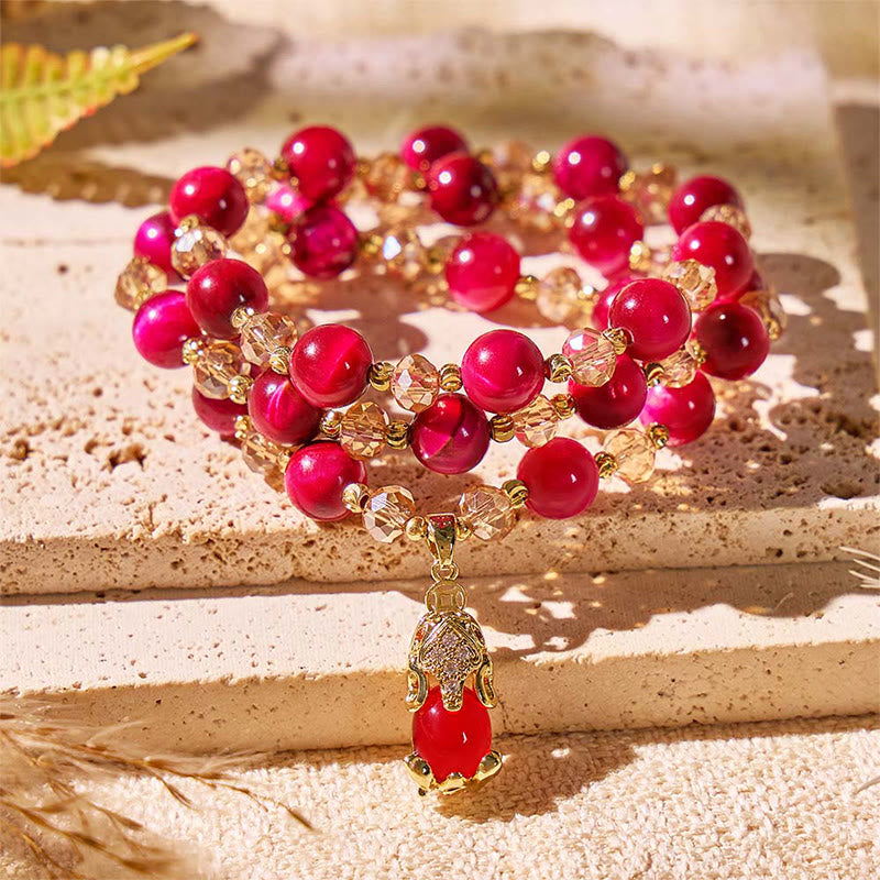 FuAttract Lucky Protection & Prosperity - Red Tiger Eye Stone with Pixiu Pendant Bracelet - Double Wrap Bracelet - image 9