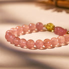 FuAttract Love & Abundance Energy - Strawberry Quartz Citrine FU Character Pixiu Bracelet - image 4
