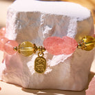 FuAttract Love & Abundance Energy - Strawberry Quartz Citrine FU Character Pixiu Bracelet - image 3