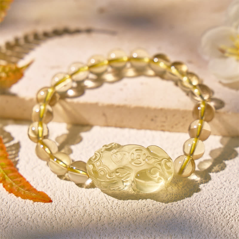 FuAttract Fortune-Attracting Citrine Embrace Prosperity and Protection Pixiu Bracelet - 8mm - image 0