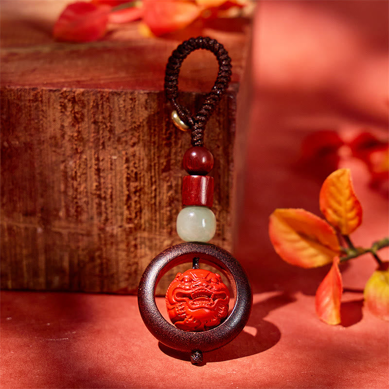FuAttract Protection & Harmony - Cinnabar Sandalwood Om Mani Padme Hum Pixiu Key Chain - image 1
