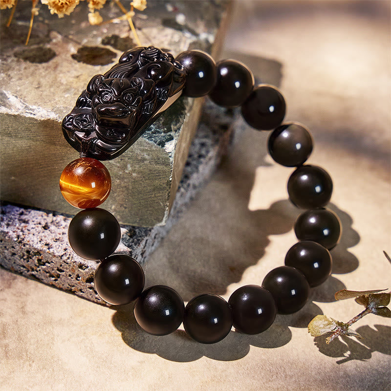 FuAttract Protection & Strength - Tiger Eye & Black Obsidian Pixiu Bracelet - image 1