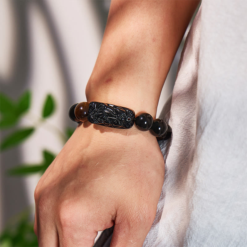 FuAttract Protection & Strength - Tiger Eye & Black Obsidian Pixiu Bracelet - image 11