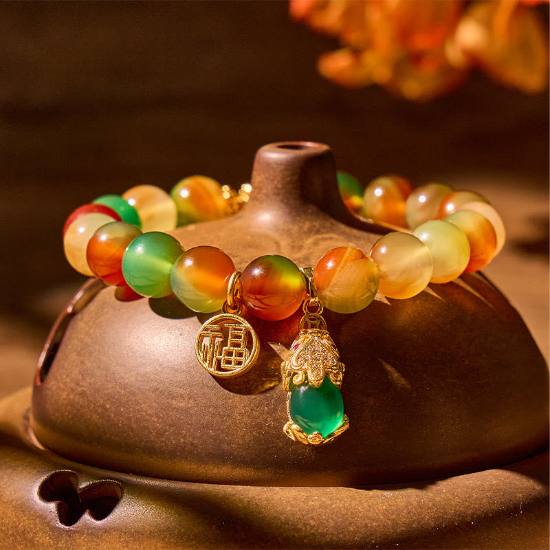 FuAttract Radiant Harmony - Peacock Agate Pixiu Bracelet - image 3