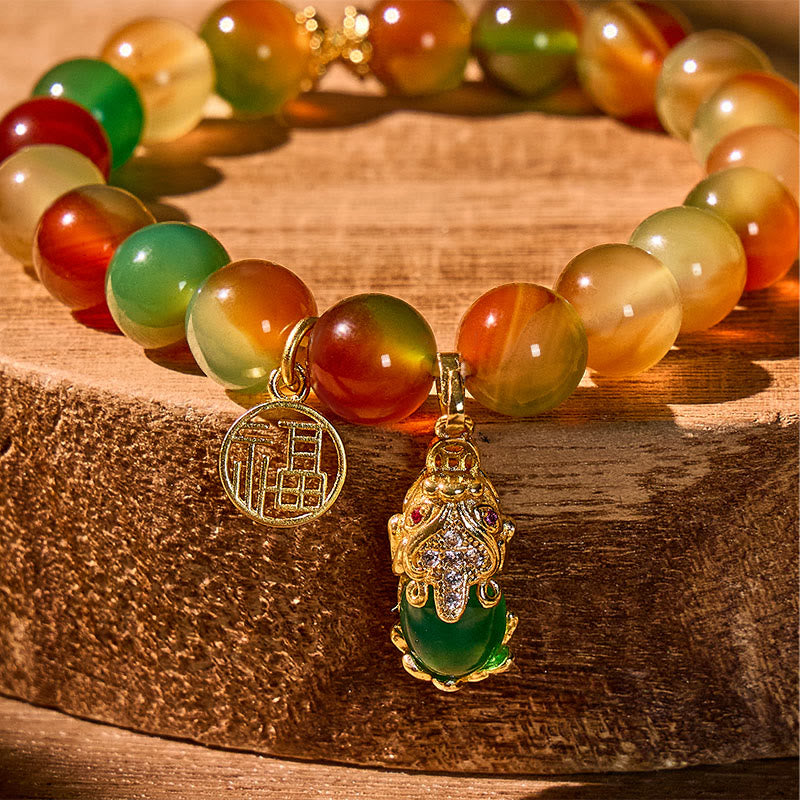 FuAttract Radiant Harmony - Peacock Agate Pixiu Bracelet - image 4