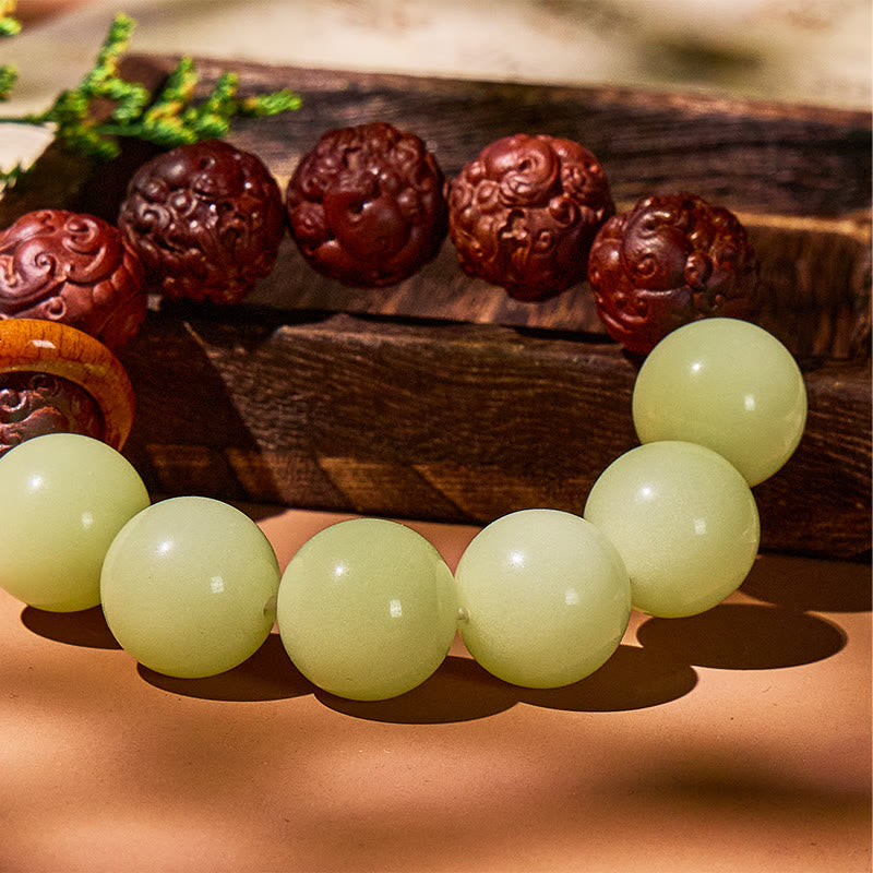 FuAttract Grounded Glow – 20mm Pixiu Carved Lightning-Struck Jujube Wood Luminous Bracelet - image 4