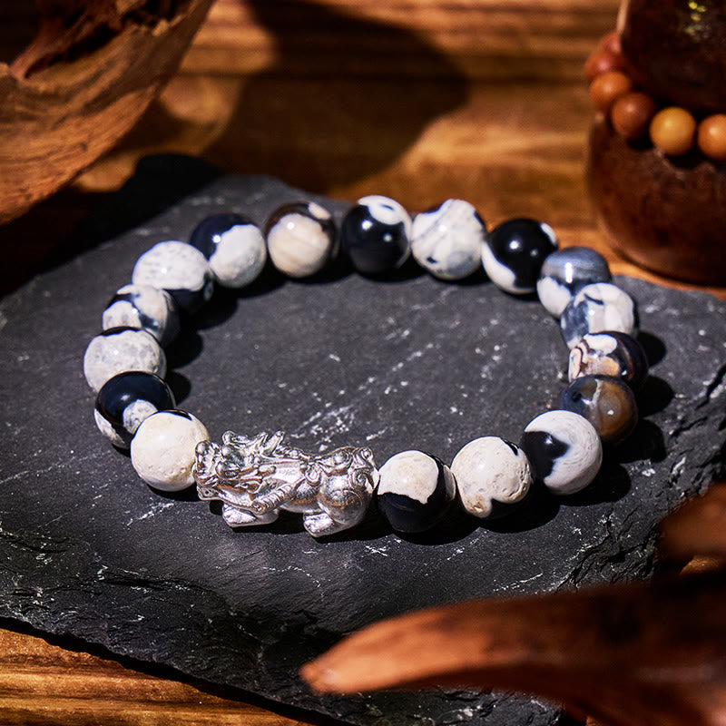 FuAttract Calm Focus – Orca Agate Pixiu Bracelet - Pixiu - 9.1in/23cm - image 9