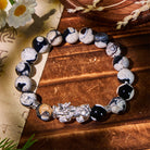 FuAttract Calm Focus – Orca Agate Pixiu Bracelet - Pixiu+Om Mani Mantra - 9.1in/23cm - image 0