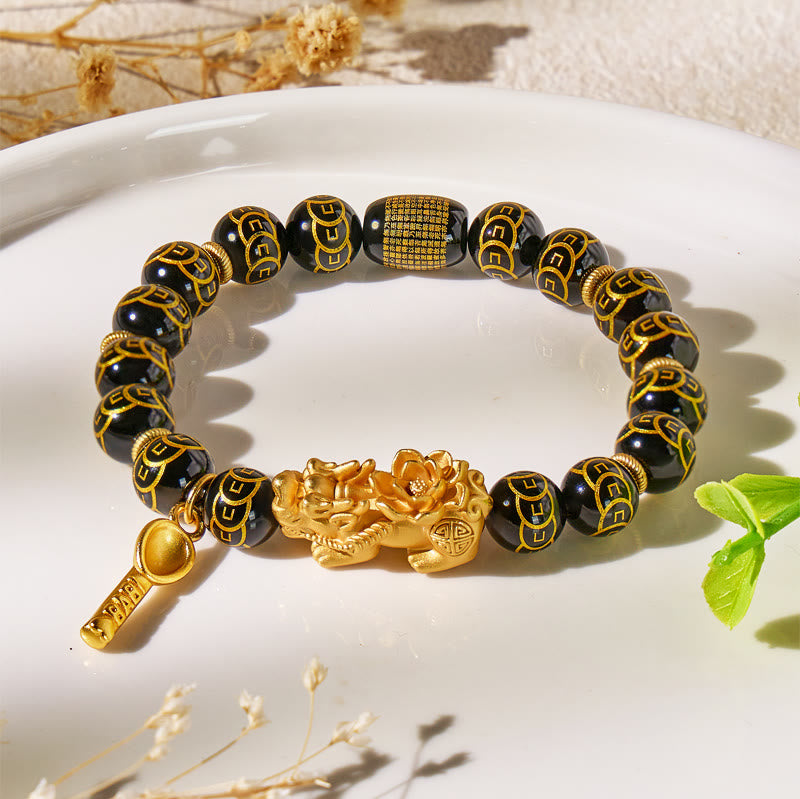 FuAttract Abundance & Energy Shielding Bracelet – Black Onyx 999 Sterling Silver Lotus Pixiu - image 4