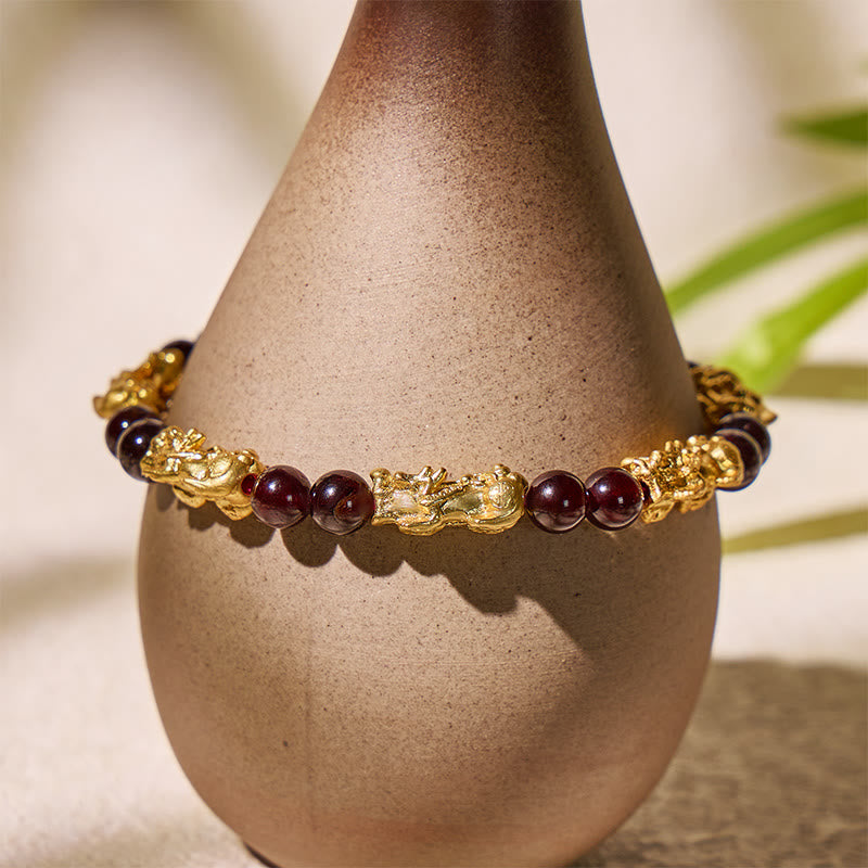 FuAttract Abundance & Protection Garnet Bracelet with Seven Pixiu Charms - image 2