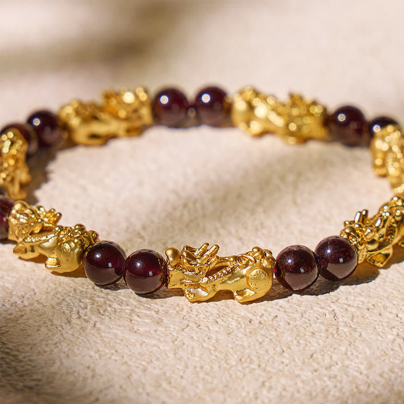FuAttract Abundance & Protection Garnet Bracelet with Seven Pixiu Charms - image 5