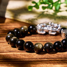 FuAttract Wealth & Prosperity Feng Shui Bracelet Pure Silver Pixiu with Golden Obsidian - image 3