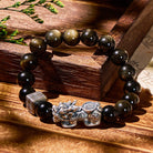 FuAttract Wealth & Prosperity Feng Shui Bracelet Pure Silver Pixiu with Golden Obsidian - image 2