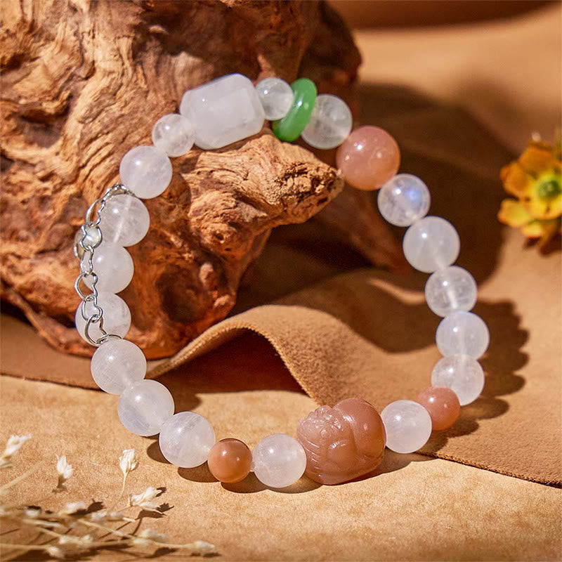 FuAttract Radiant Intuition and Courage – Moonstone Sunstone Pixiu Bracelet - image 1