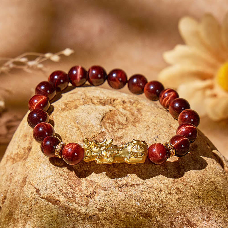 FuAttract Focused Power Protection – Red Tiger's Eye Pixiu Bracelet - image 1