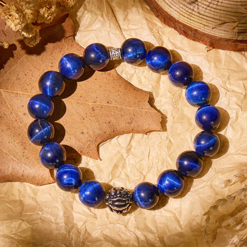 FuAttract Clarity & Confidence – Blue Tiger's Eye & Silver Pixiu Bracelet - image 2