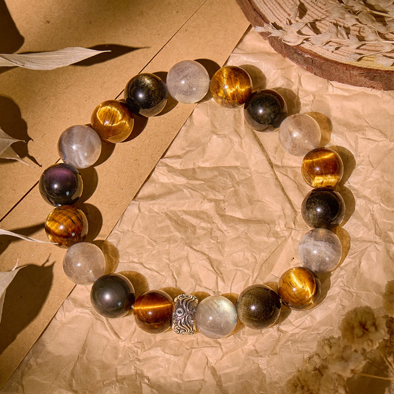 FuAttract Clarity Confidence – Golden Obsidian, Tiger's Eye & Moonstone Pixiu Bracelet  - image 1