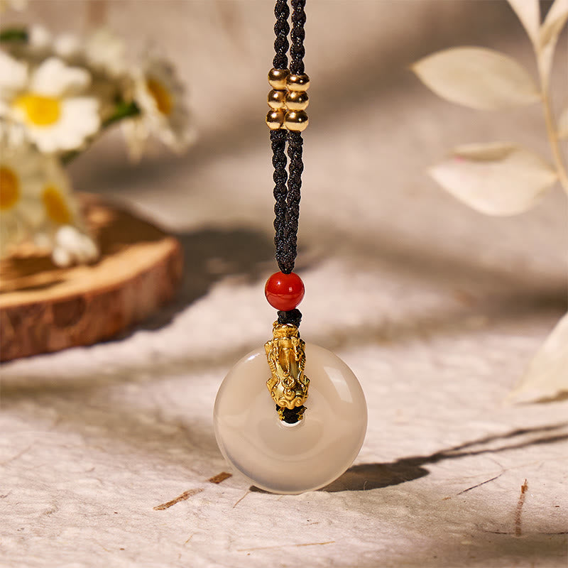 FuAttract Balanced Harmony – Ping An Buckle Necklace with S999 Pixiu Pendant - White Agate - image 8