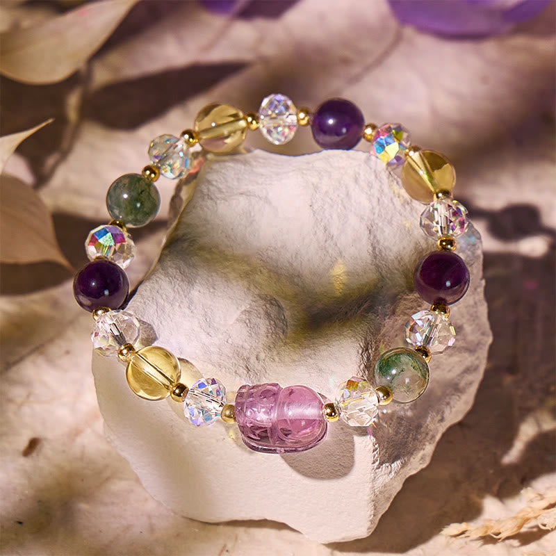 FuAttract Confidence, Protection & Abundance – Natural Citrine Amethyst Moss Agate Pixiu Bracelet - image 1