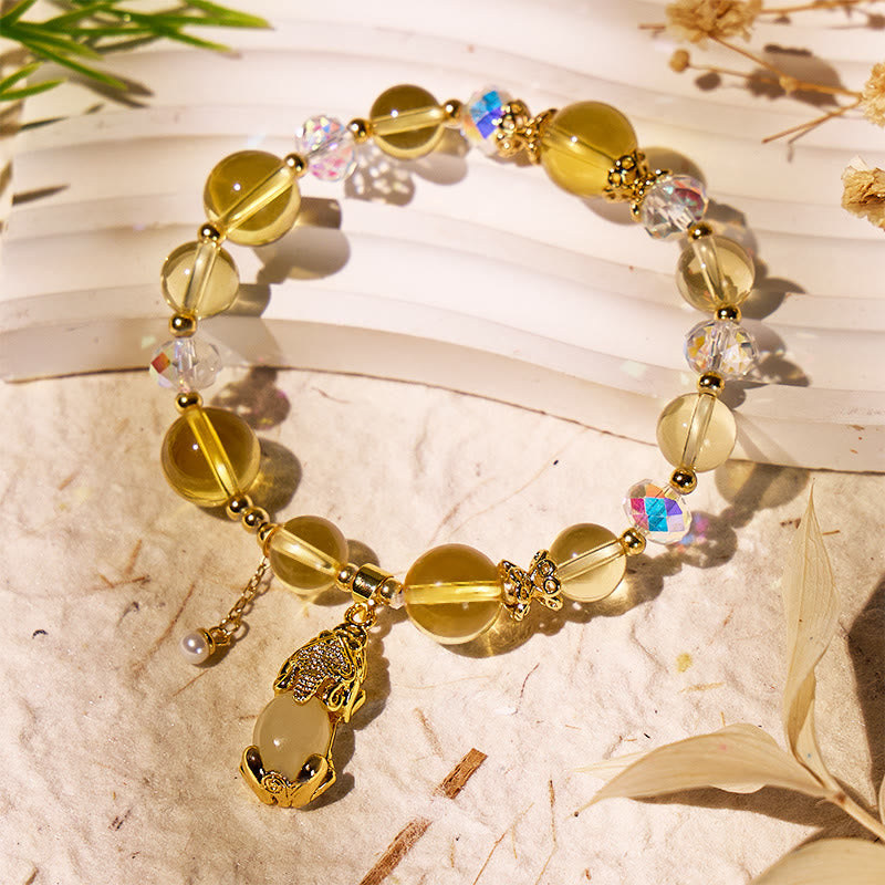 FuAttract Wealth & Fortune Bracelet – Citrine Energy with Hetian Jade Pixiu - Citrine - image 0