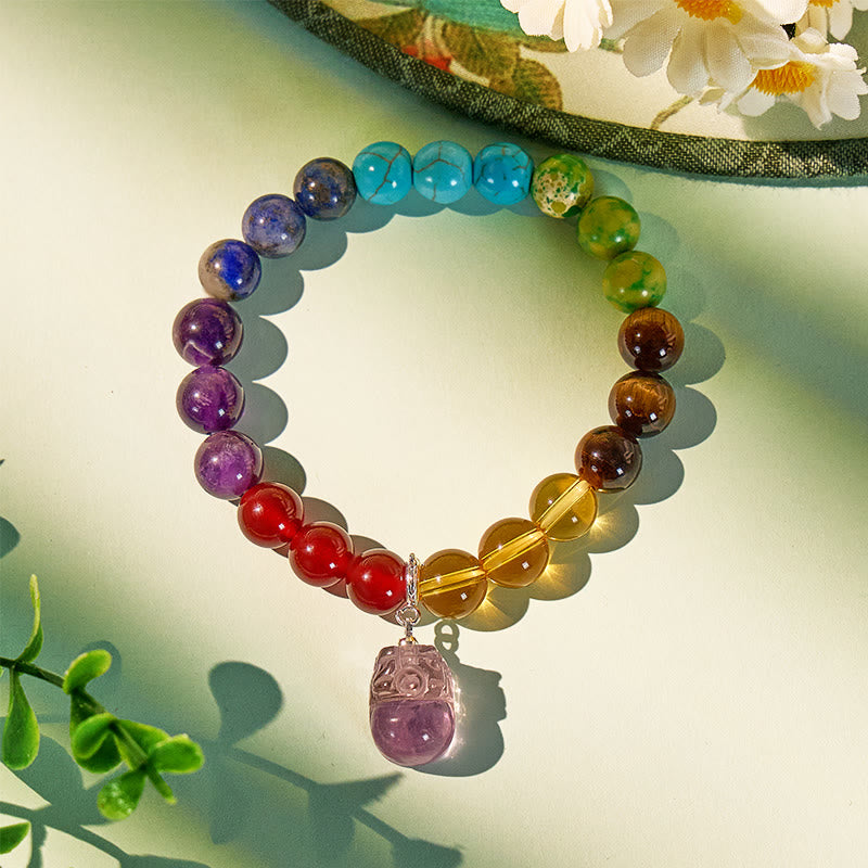 FuAttract Prosperity & Energy Healing Bracelet – Pixiu with Amethyst & 7 Chakra Stones - image 2