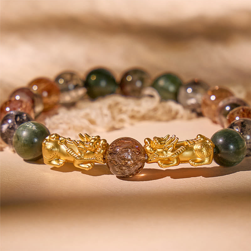 FuAttract Manifestation & Fortune Bracelet – Pixiu + Seraphinite, Phantom Quartz, Super Seven & Herkimer Diamond - image 4