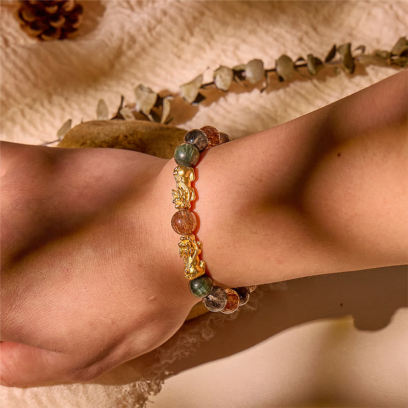 FuAttract Manifestation & Fortune Bracelet – Pixiu + Seraphinite, Phantom Quartz, Super Seven & Herkimer Diamond - image 5