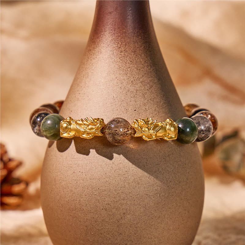 FuAttract Manifestation & Fortune Bracelet – Pixiu + Seraphinite, Phantom Quartz, Super Seven & Herkimer Diamond - image 2