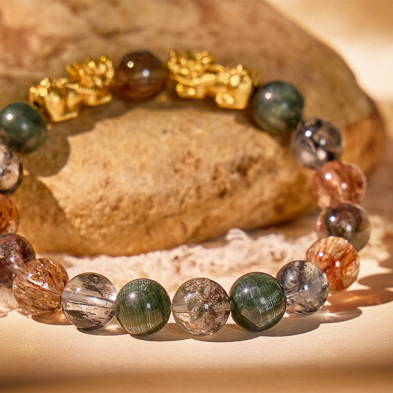 FuAttract Manifestation & Fortune Bracelet – Pixiu + Seraphinite, Phantom Quartz, Super Seven & Herkimer Diamond - image 3