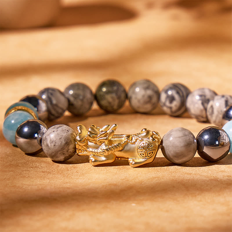 FuAttract Fortune & Wellness Bracelet – Pixiu + Terahertz Map Stone Combo - image 5