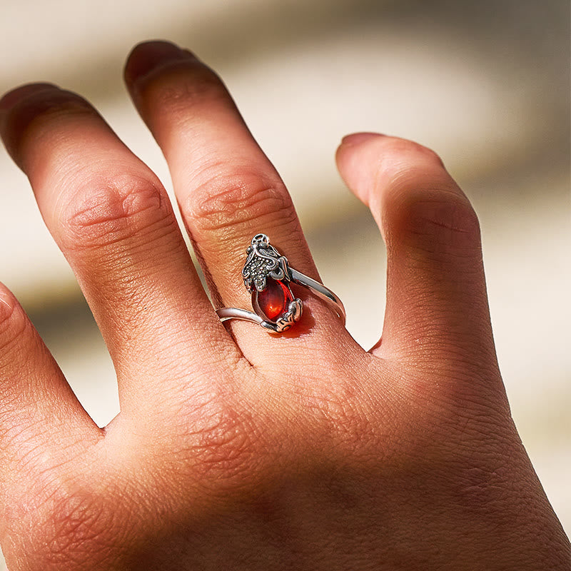 FuAttract Vitality & Protection Pixiu Ring – Natural Garnet with 925 Silver - image 4