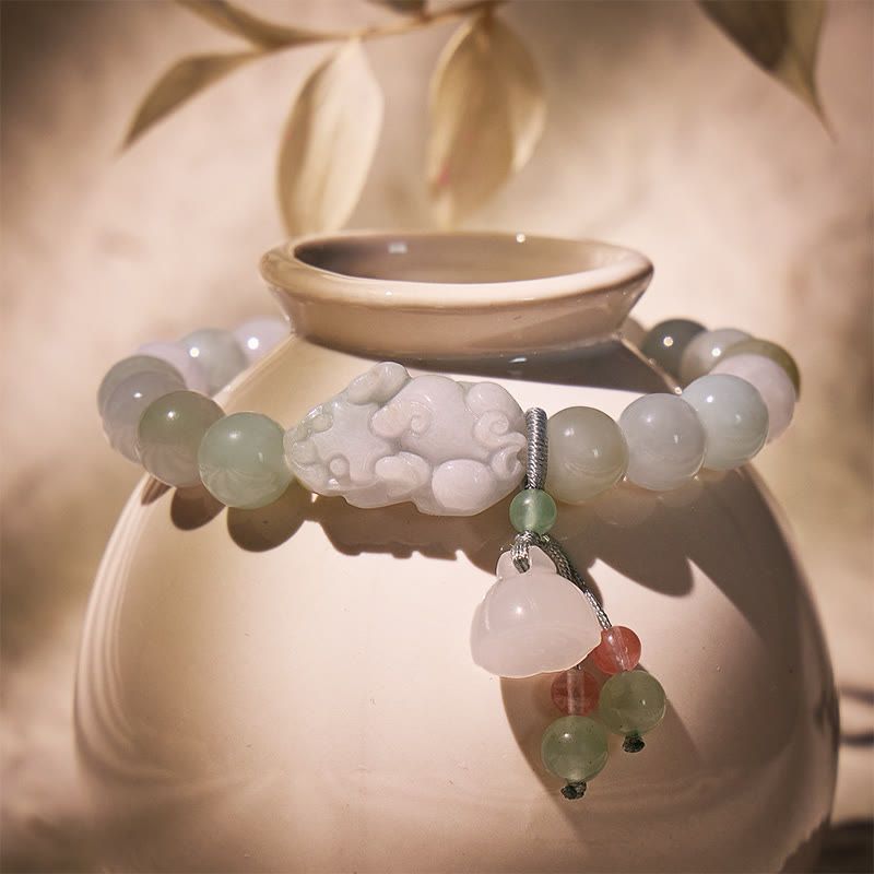 FuAttract Protection & Luck Pixiu Bracelet – Jade Lotus Seed Beads - image 2