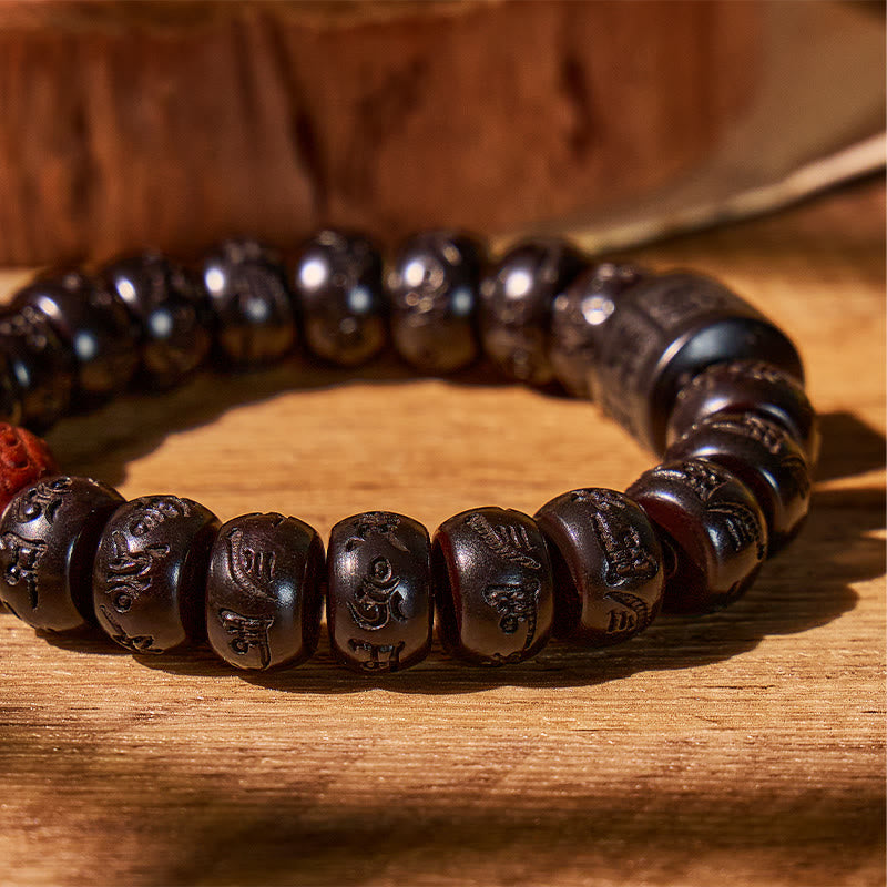 FuAttract Grounding & Luck – Lightning-Struck Jujube Wood Pixiu & Six-Word Mantra Bracelet - image 4